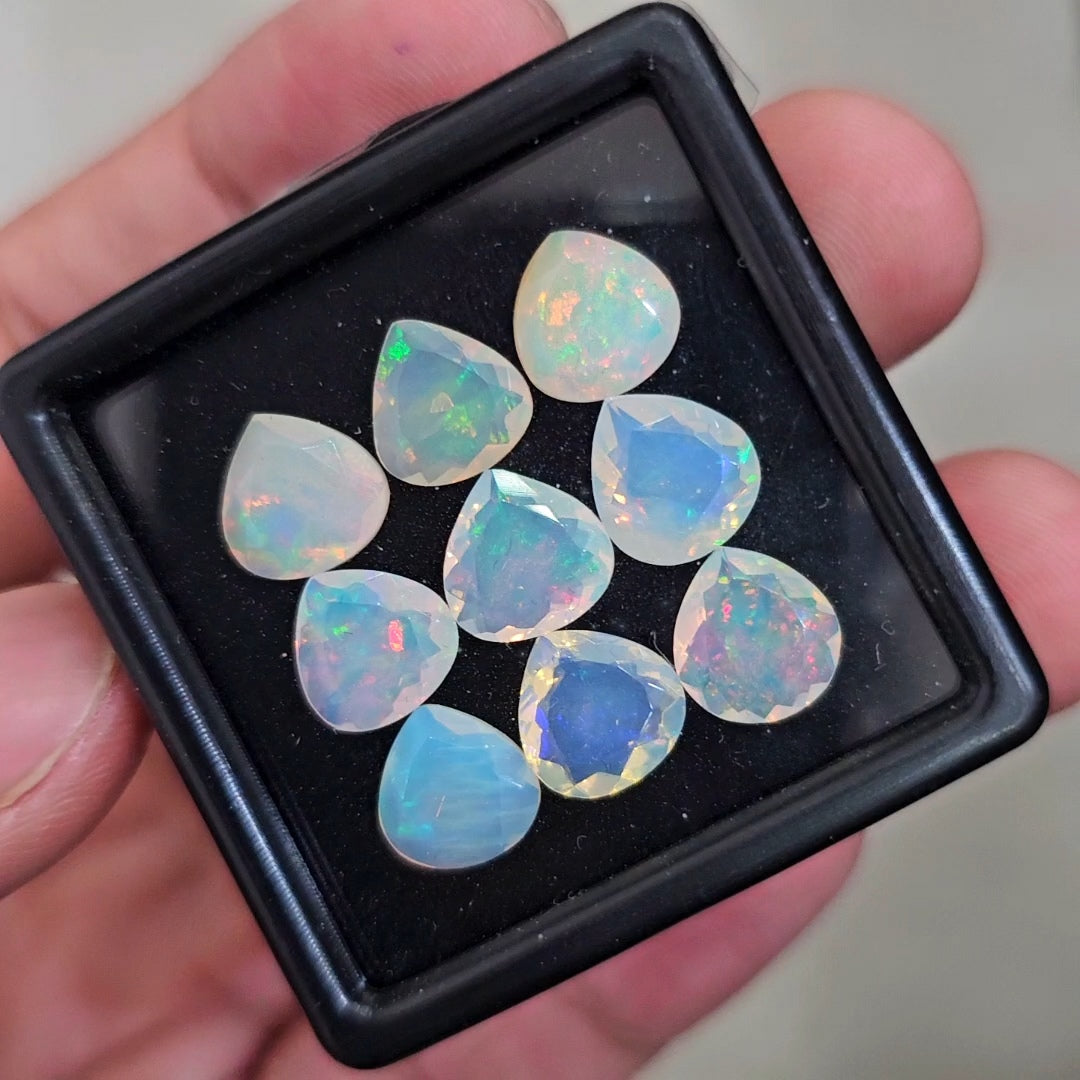 9Pcs Natural Ethiopian Opal Faceted | Teardrop | 9mm