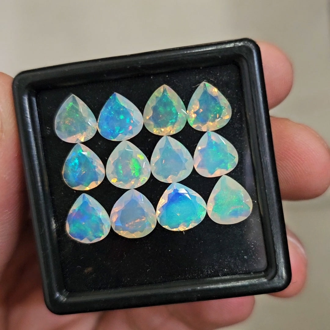 12Pcs Natural Ethiopian Opal Faceted | Teardrop | 7mm