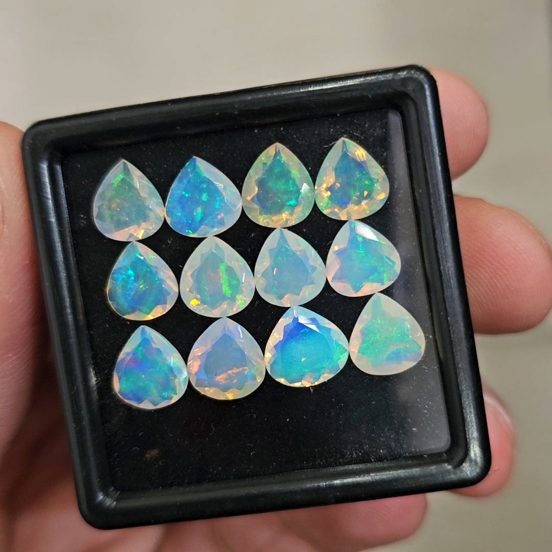 12Pcs Natural Ethiopian Opal Faceted | Teardrop | 7mm