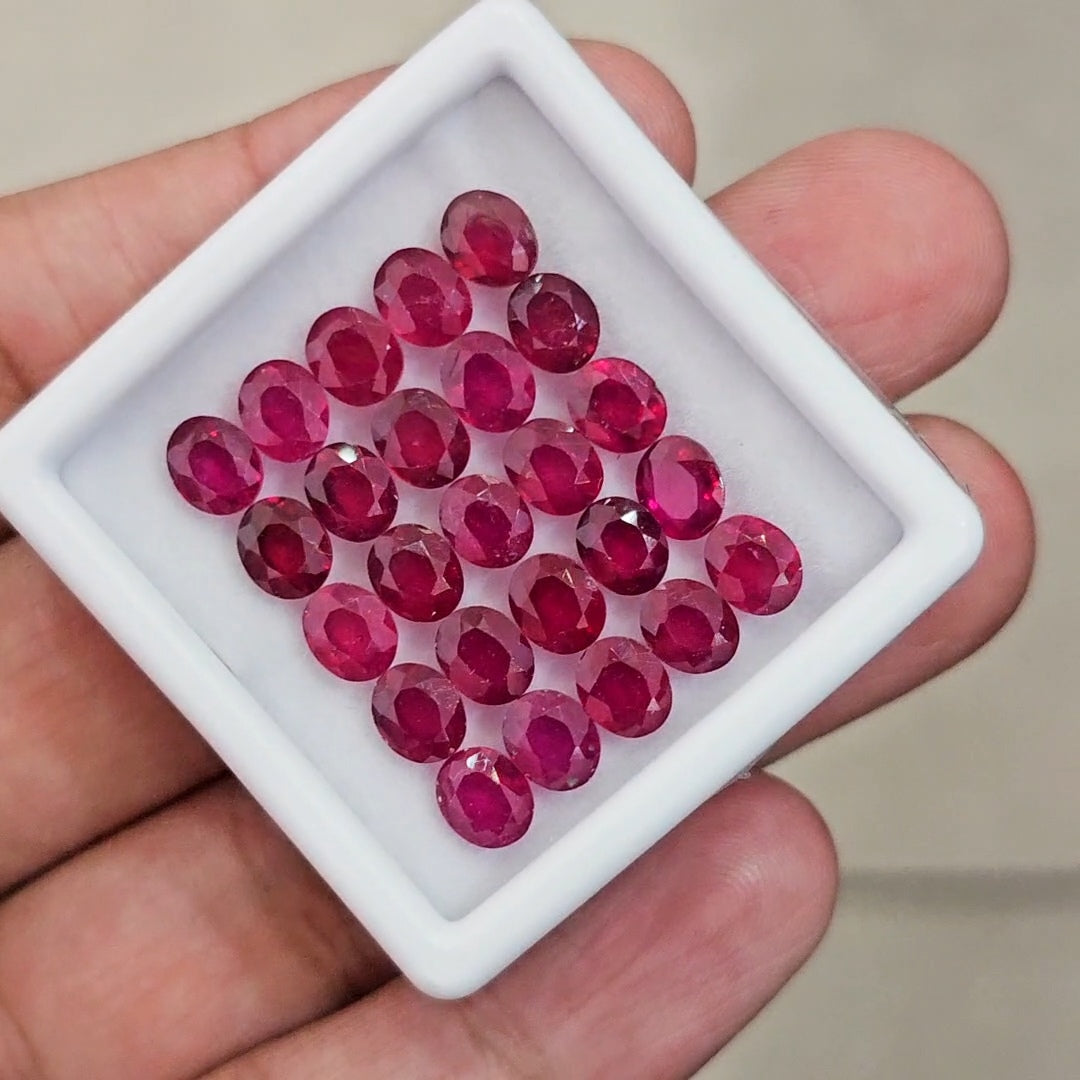 25Pcs Of Natural Ruby Faceted | Oval | Size: 6x5mm