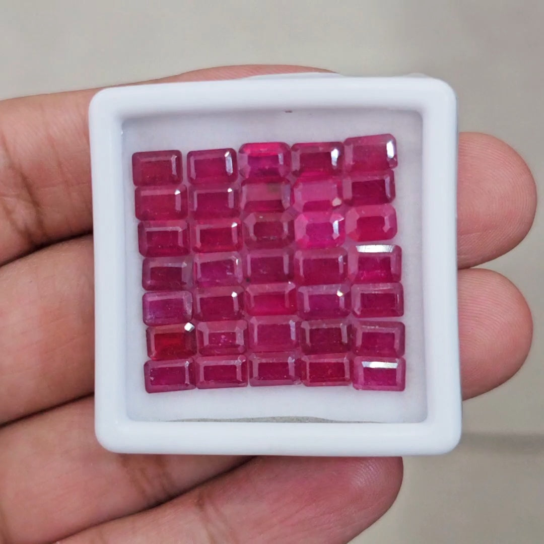 35Pcs Of Natural Ruby Faceted | Rectangle | Size: 6x4mm