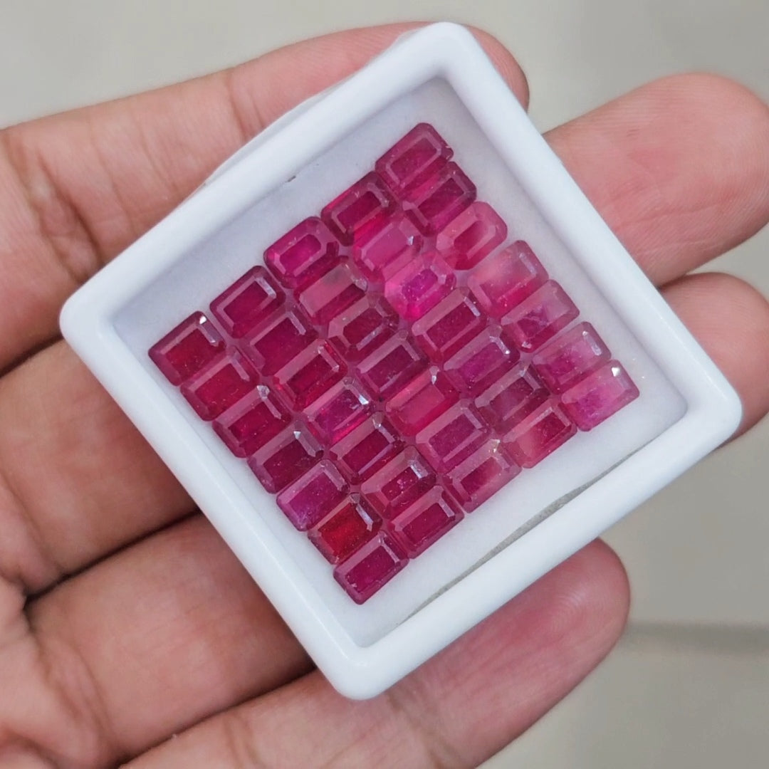 35Pcs Of Natural Ruby Faceted | Rectangle | Size: 6x4mm