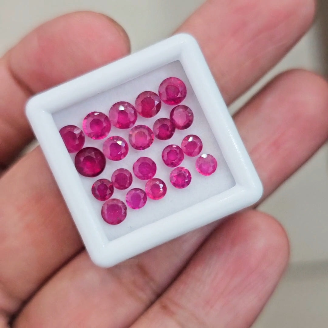 20Pcs Of Natural Ruby Faceted | Round  | Size: 3-5mm