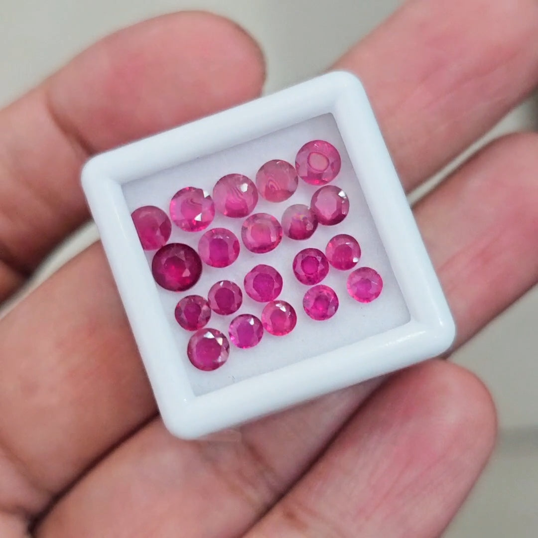 20Pcs Of Natural Ruby Faceted | Round  | Size: 3-5mm