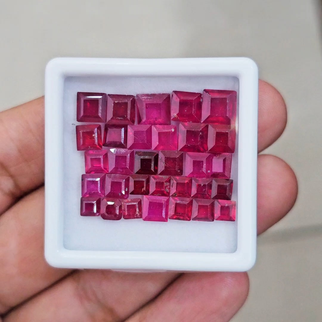 31Pcs Of Natural Ruby Faceted | Square  | Size: 4-7mm