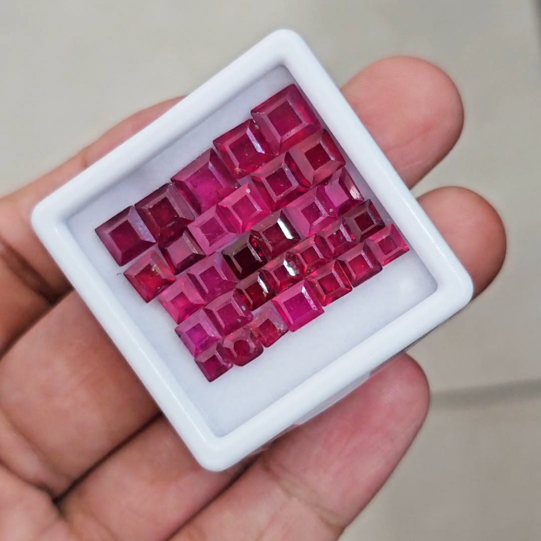 31Pcs Of Natural Ruby Faceted | Square  | Size: 4-7mm