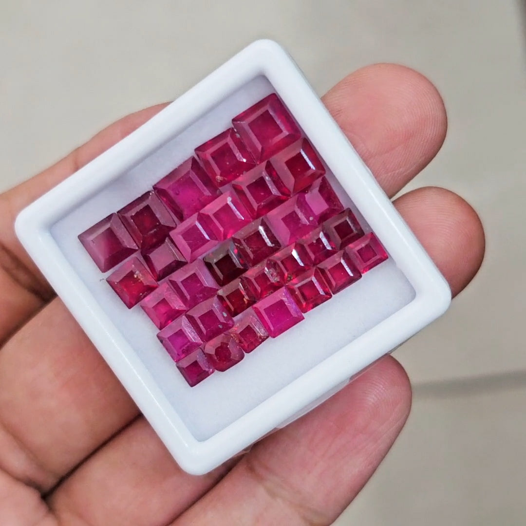 31Pcs Of Natural Ruby Faceted | Square  | Size: 4-7mm