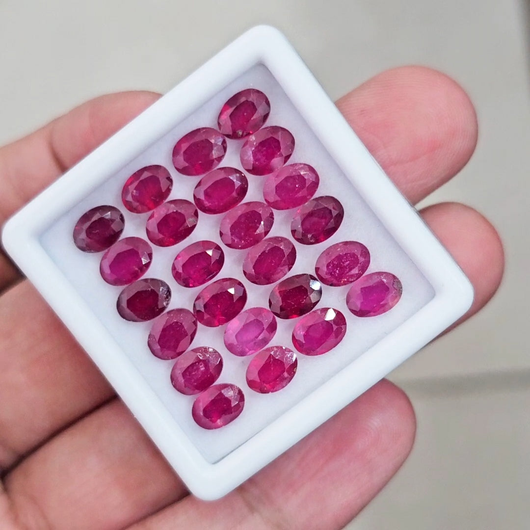 24Pcs Of Natural Ruby Faceted | Oval | Size: 7x5mm