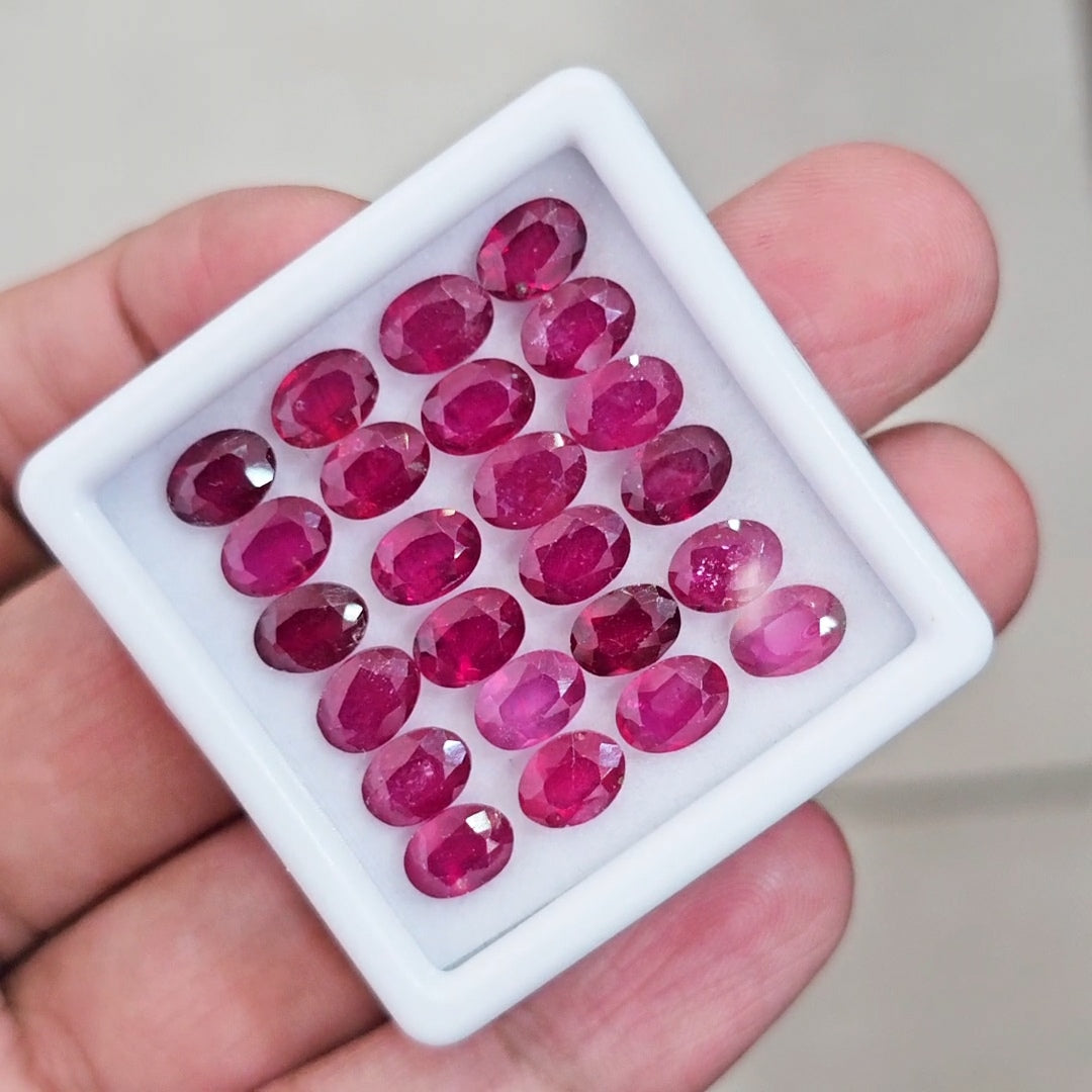 24Pcs Of Natural Ruby Faceted | Oval | Size: 7x5mm