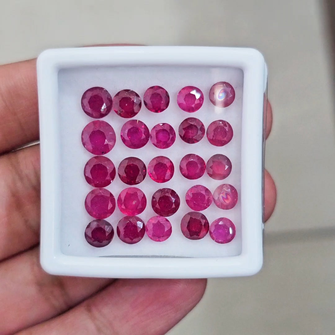 25Pcs Of Natural Ruby Faceted | Round  | Size: 4-7mm