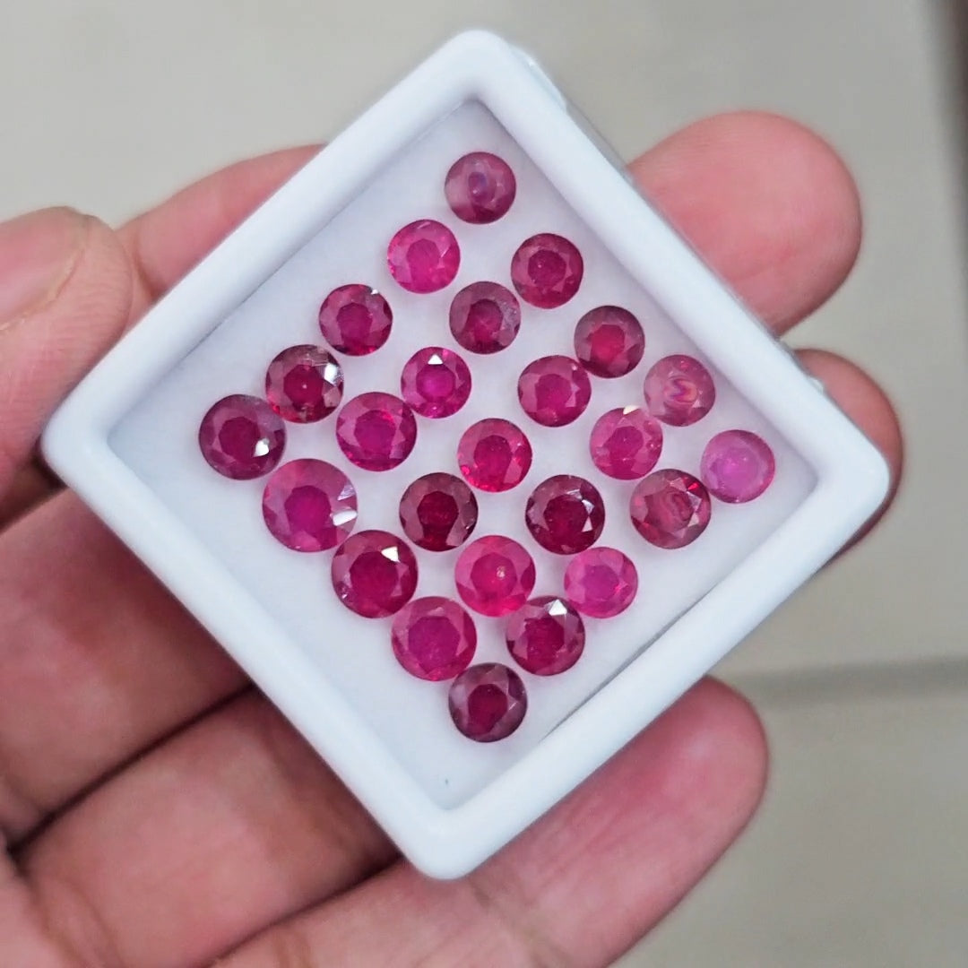 25Pcs Of Natural Ruby Faceted | Round  | Size: 4-7mm