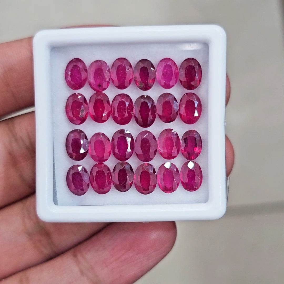 24Pcs Of Natural Ruby Faceted | Oval | Size: 7x5mm
