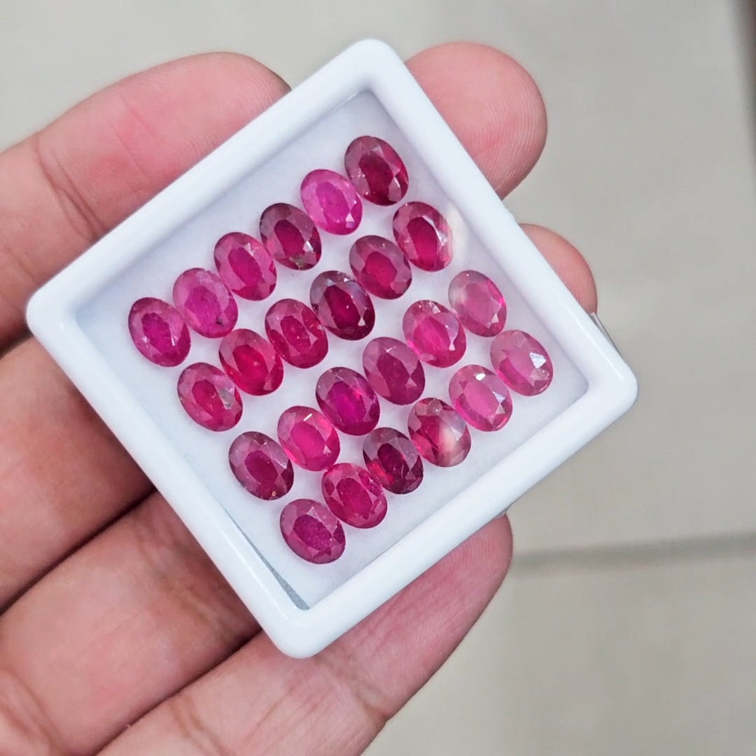 24Pcs Of Natural Ruby Faceted | Oval | Size: 7x5mm