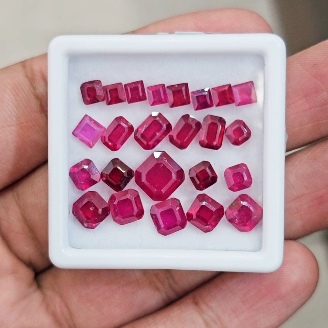 24Pcs Of Natural Ruby Faceted | Mix Shape  | Size: 4-8mm
