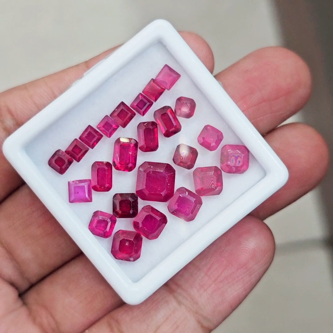 24Pcs Of Natural Ruby Faceted | Mix Shape  | Size: 4-8mm