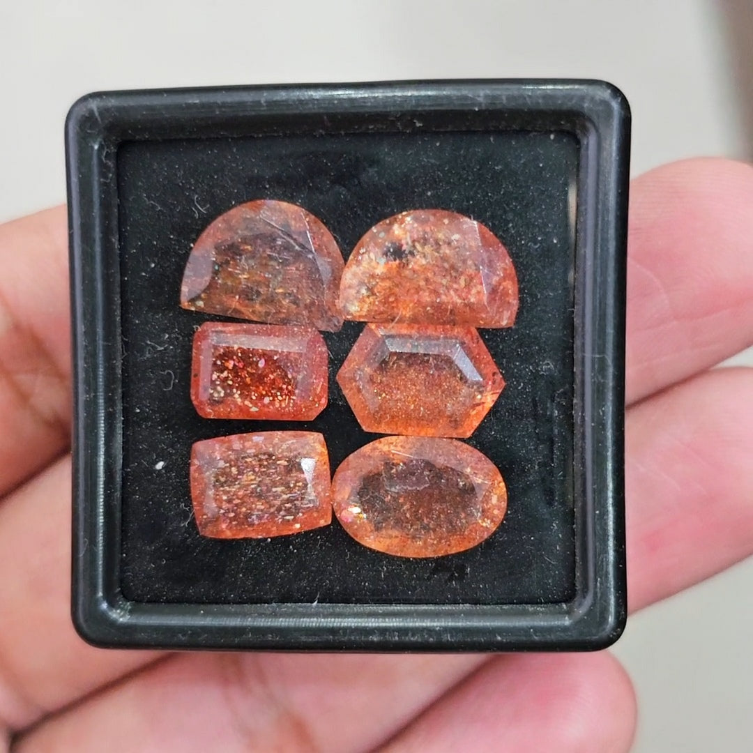 6 Pcs of Natural Sunstone Faceted | Fancy | Size: 10-13mm