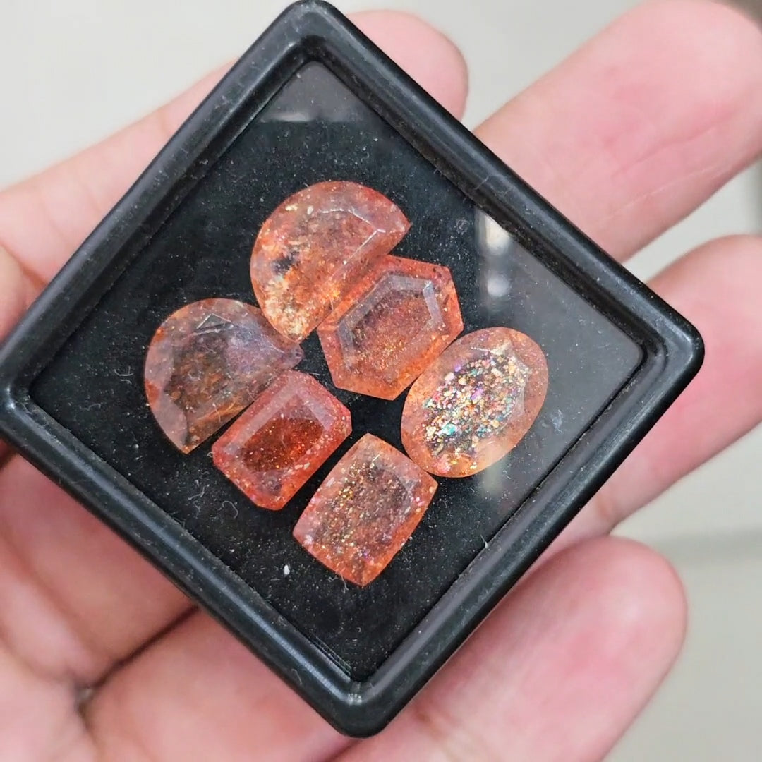 6 Pcs of Natural Sunstone Faceted | Fancy | Size: 10-13mm