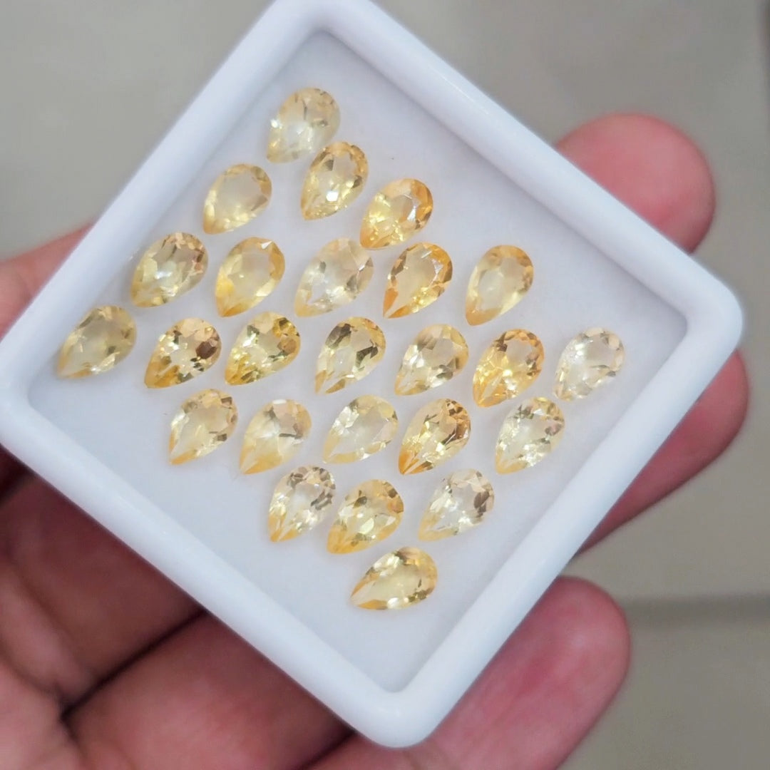 25Pcs Of Natural Citrine Faceted | Pear | Size: 8x6mm