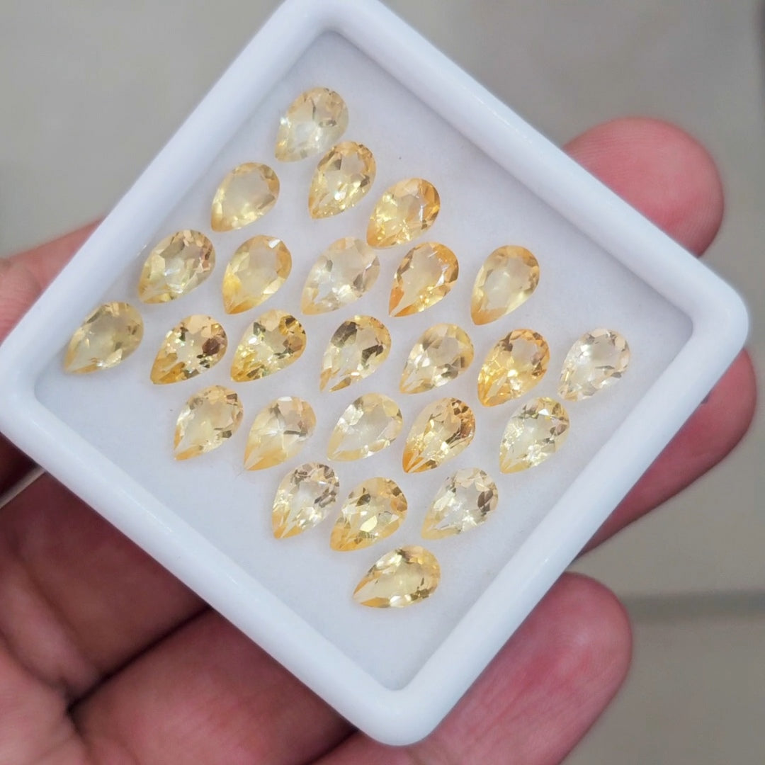 25Pcs Of Natural Citrine Faceted | Pear | Size: 8x6mm