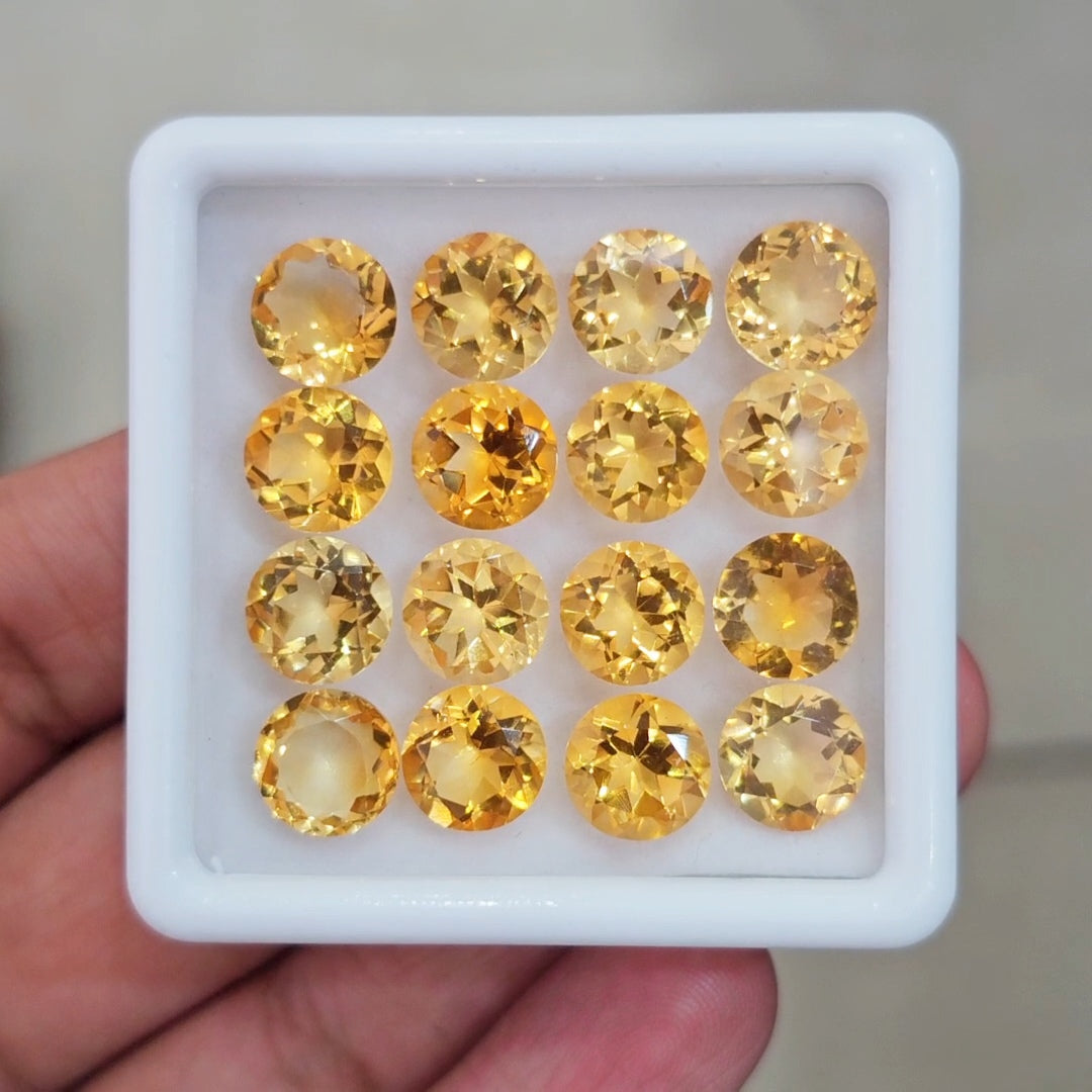 16Pcs Of Natural Citrine Faceted | Round | Size: 9mm