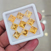 9Pcs Of Natural Citrine Faceted | Square | Size: 9mm