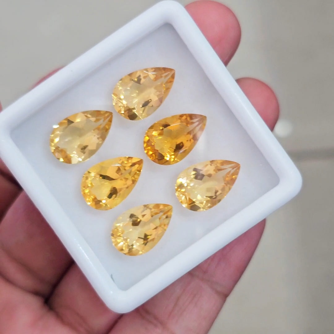 4Pcs Of Natural Citrine Faceted | Pear  | Size: 16-18mm