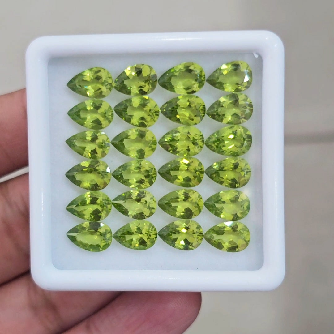 24 Pcs of Natural Peridot Faceted | Pear | Size: 9x6mm