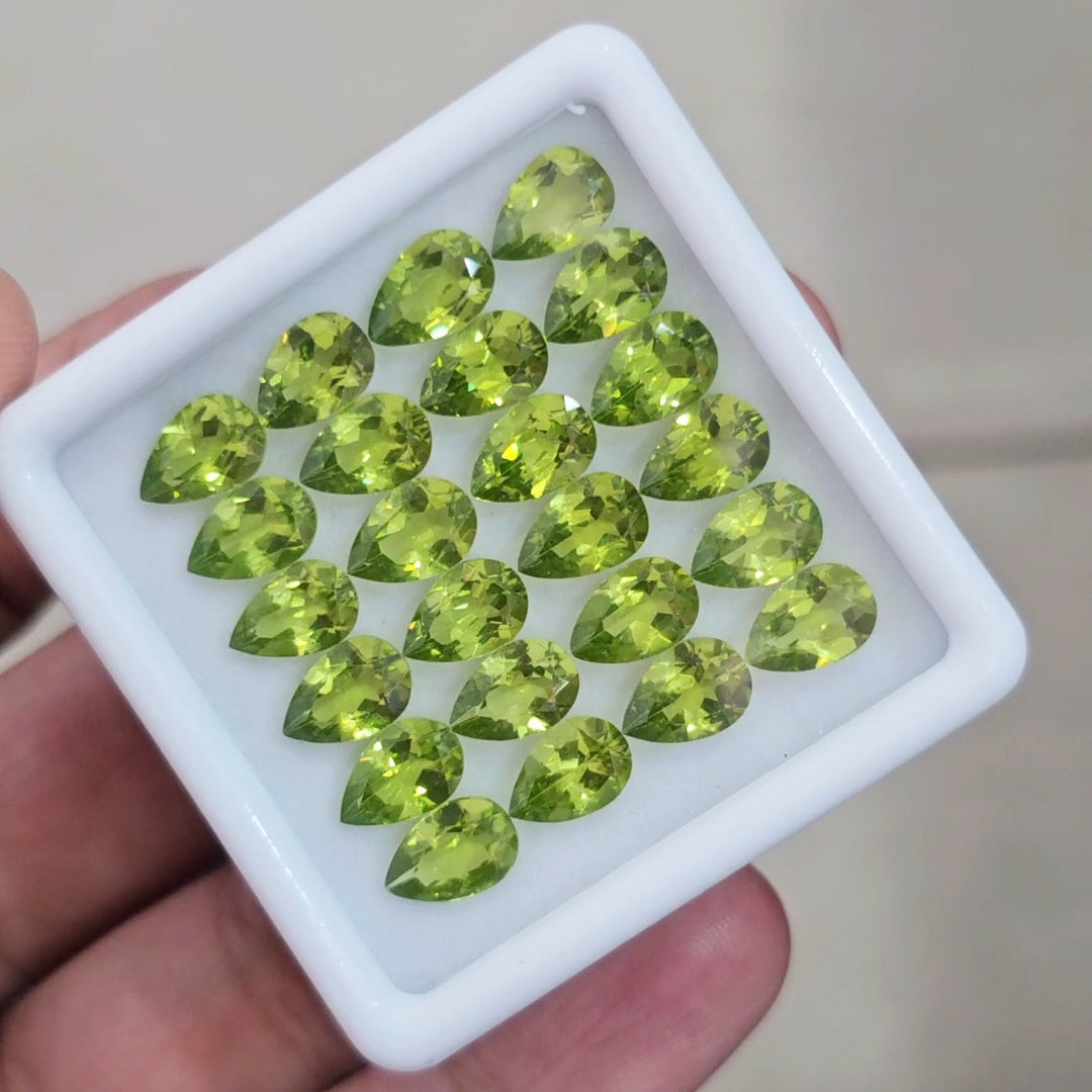 24 Pcs of Natural Peridot Faceted | Pear | Size: 9x6mm
