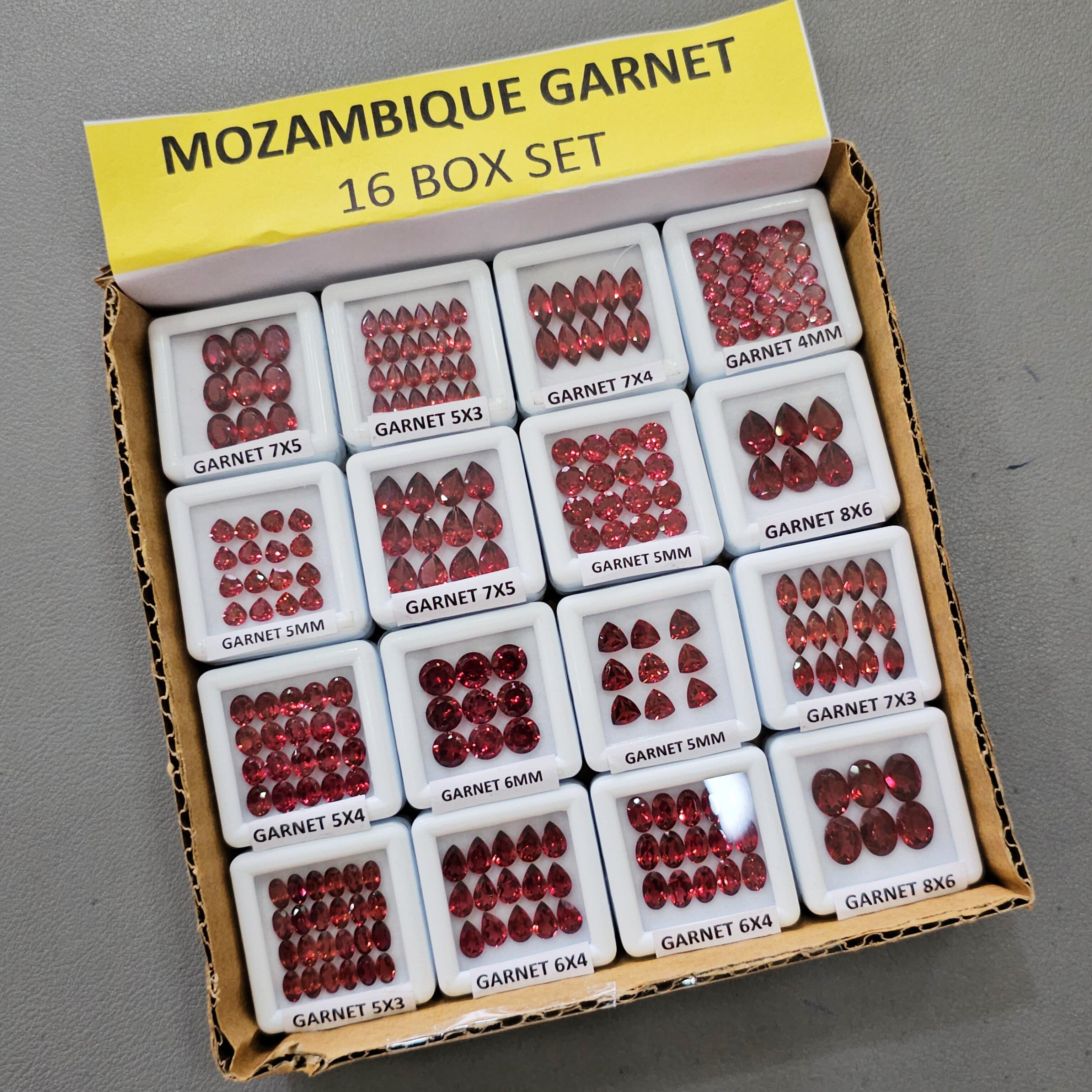 16 Box Prime set of Natural Mozambique Garnet  | Top Quality | with boxes