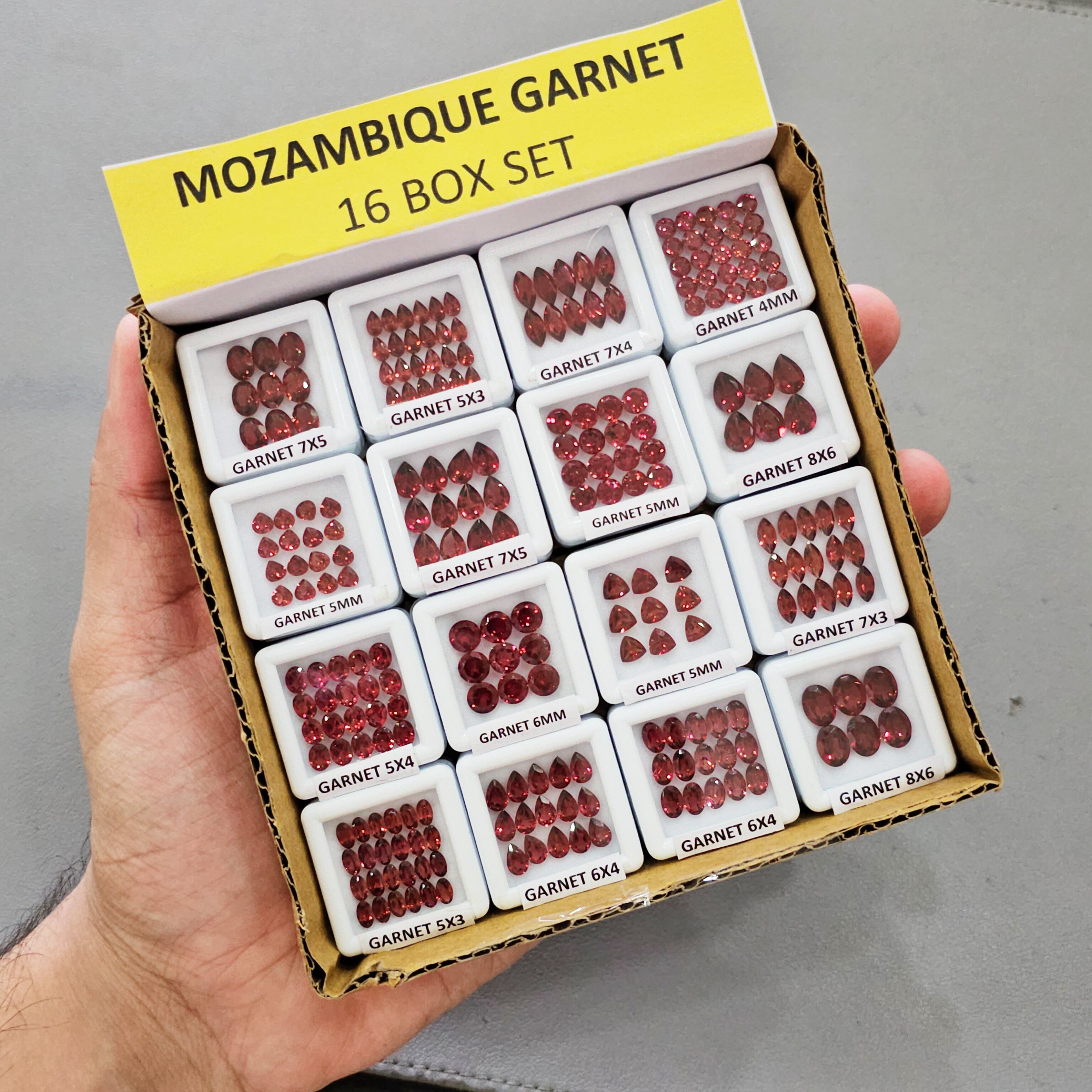 16 Box Prime set of Natural Mozambique Garnet  | Top Quality | with boxes