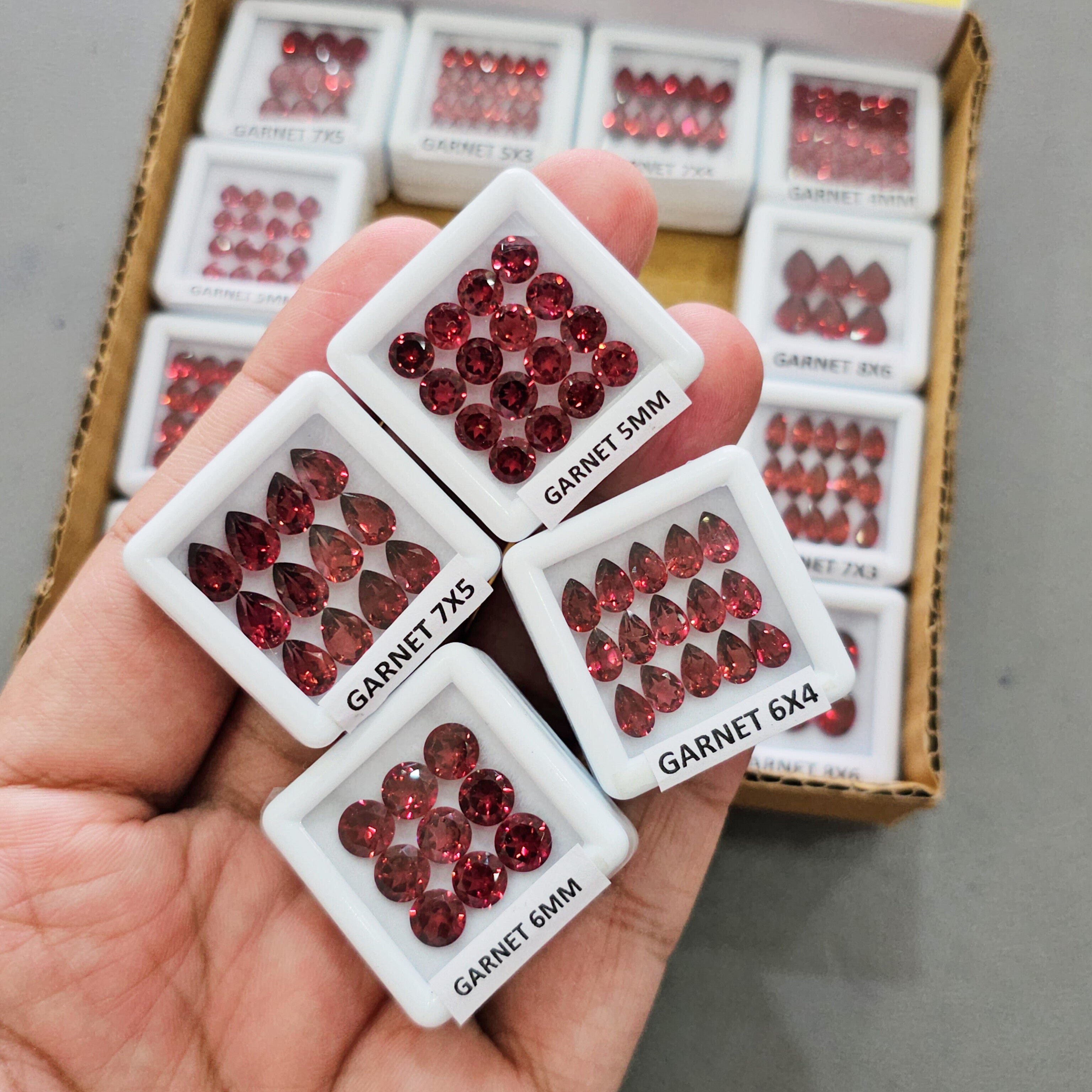 16 Box Prime set of Natural Mozambique Garnet  | Top Quality | with boxes
