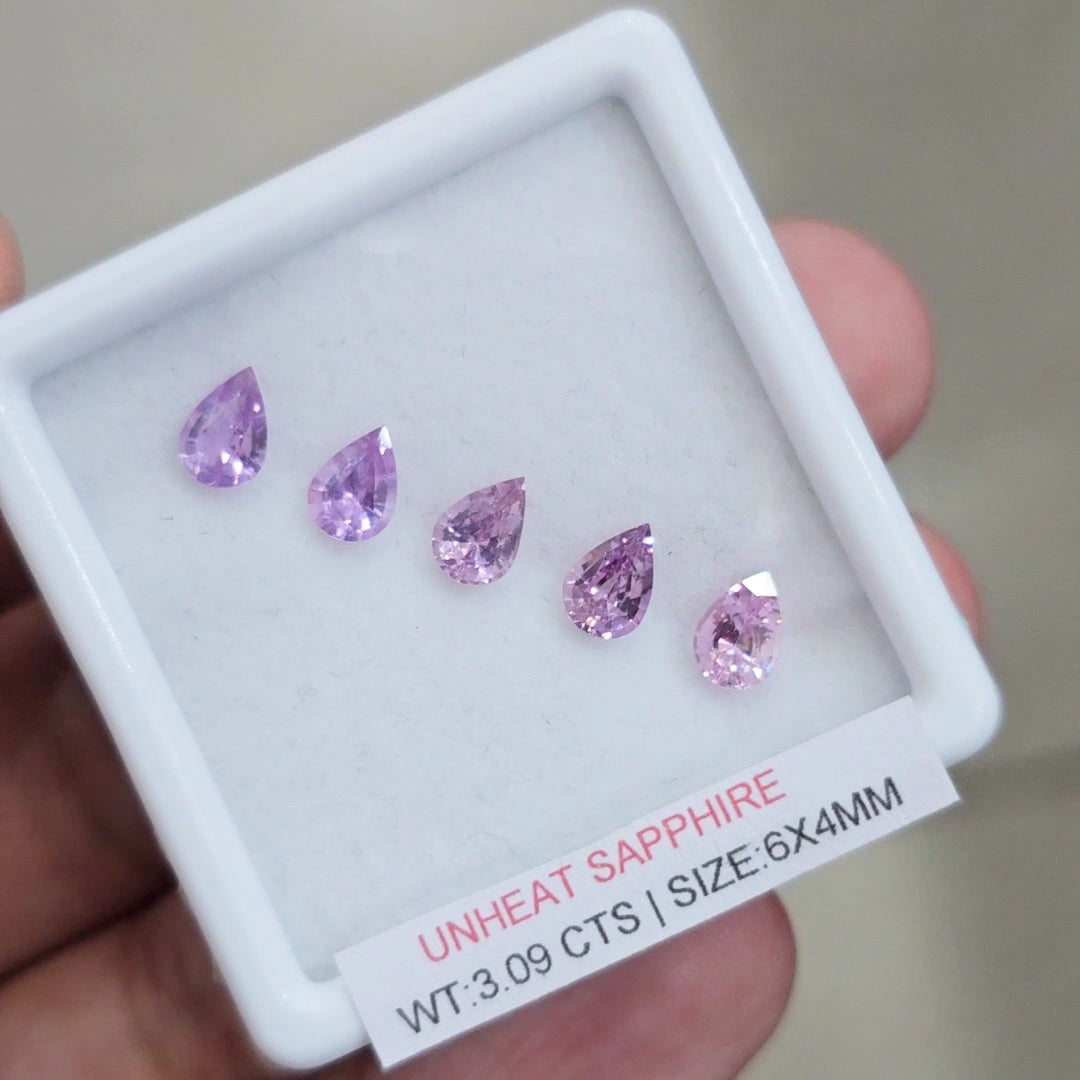 Box Of Natural Sri Lanka Unheated Purple Sapphire  | 6x4mm | Pear