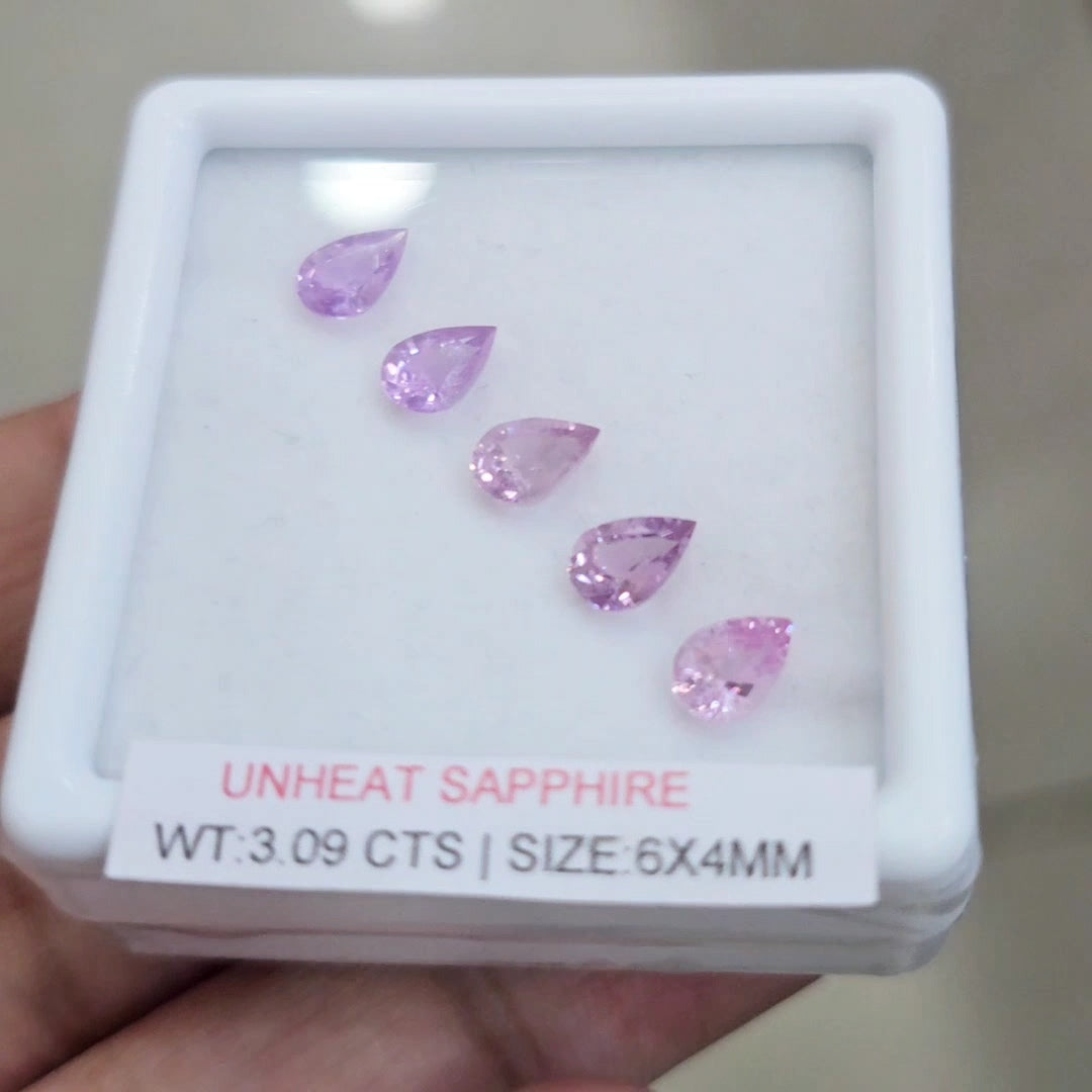 Box Of Natural Sri Lanka Unheated Purple Sapphire  | 6x4mm | Pear