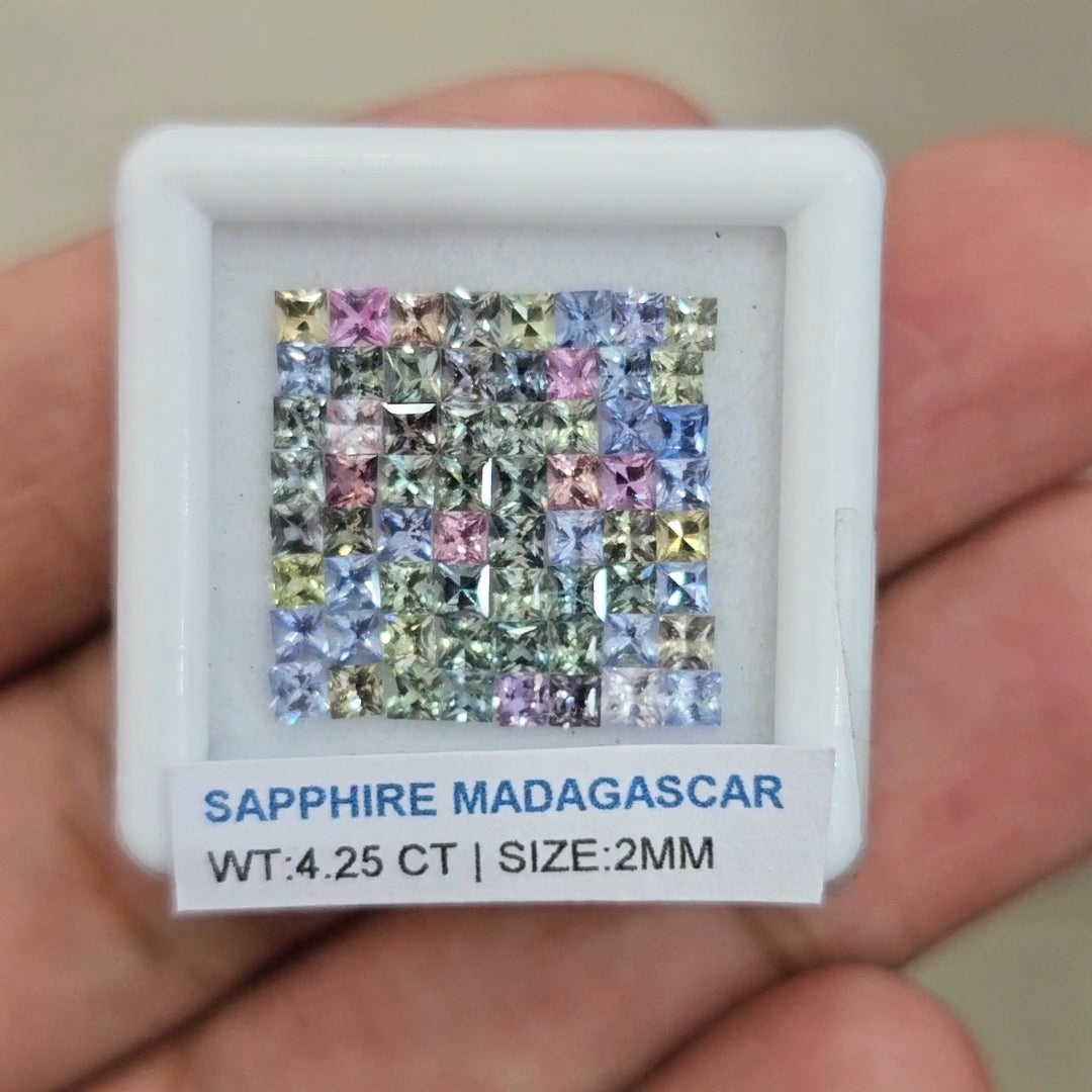 Box Of Natural Madagascar Unheated Sapphire  | 2mm | Square