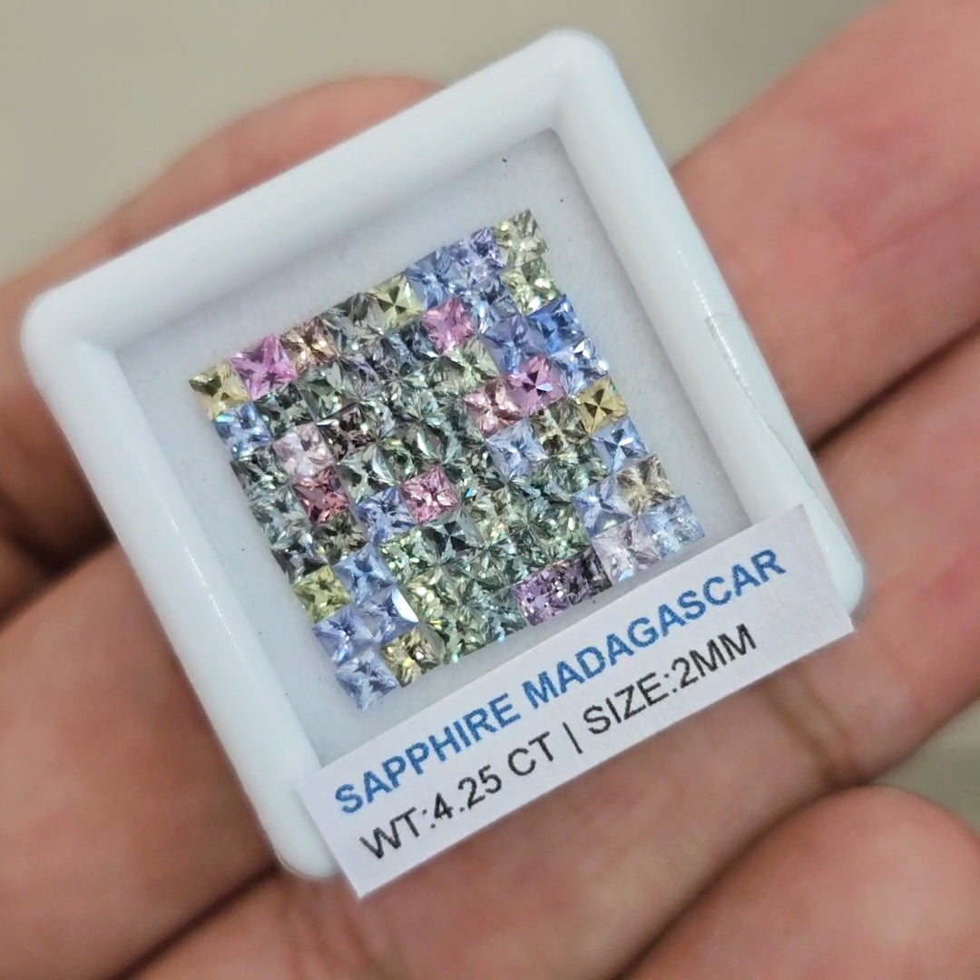 Box Of Natural Madagascar Unheated Sapphire  | 2mm | Square