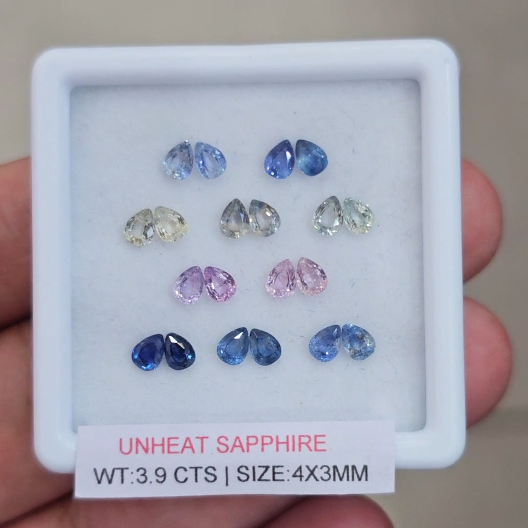 Box Of Natural Sri Lanka Unheated Sapphire  | 4x3mm | Pear