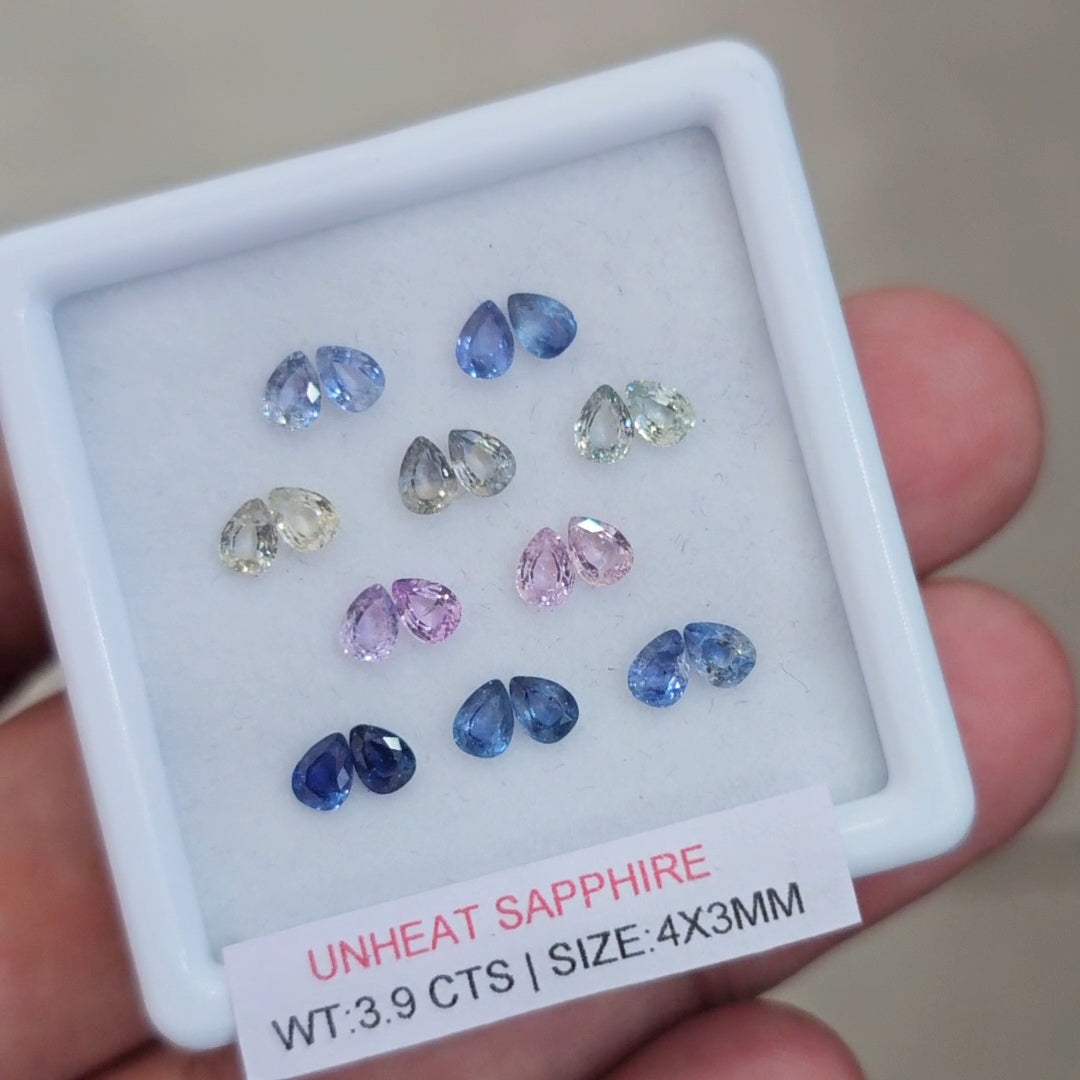 Box Of Natural Sri Lanka Unheated Sapphire  | 4x3mm | Pear
