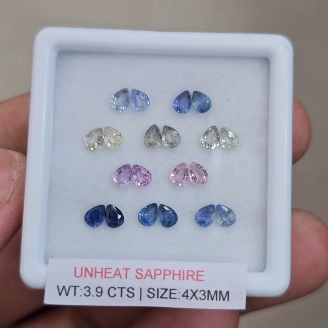 Box Of Natural Sri Lanka Unheated Sapphire  | 4x3mm | Pear