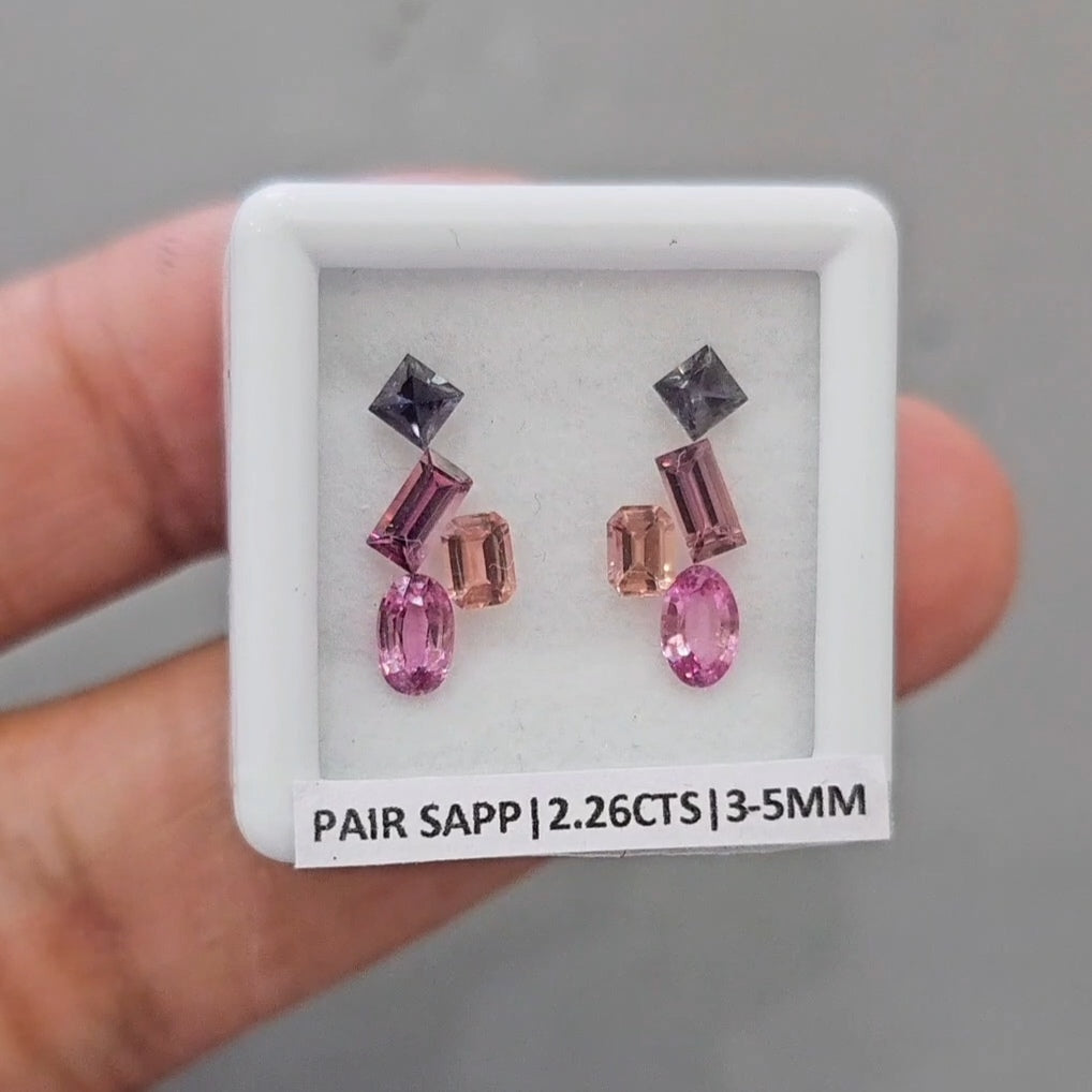 Pair Box Of Natural Sapphire  | 3-5mm | Mix Shape