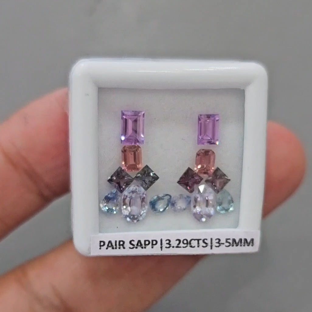 Pair Box Of Natural Sapphire  | 3-5mm | Mix Shape