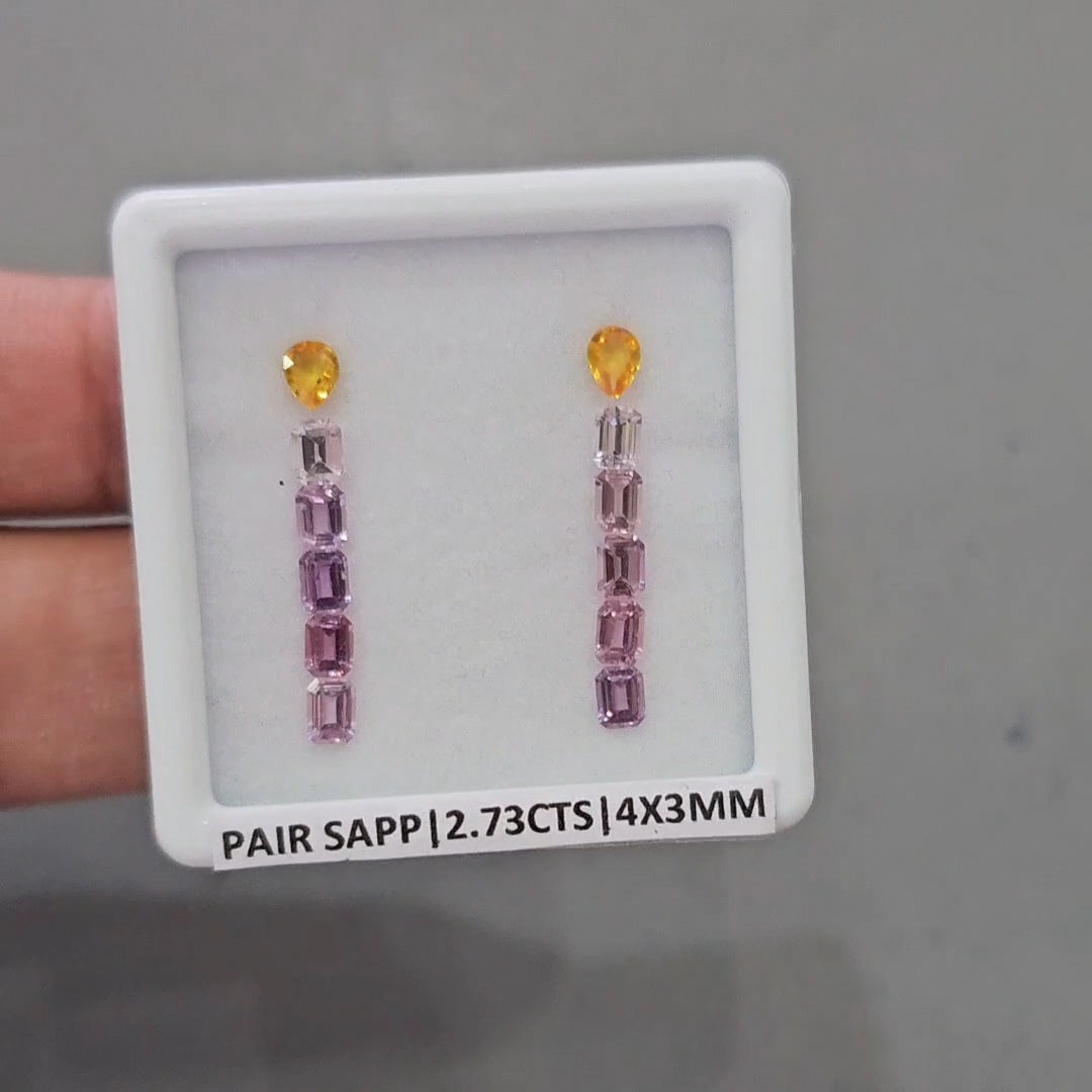 Pair Box Of Natural Sapphire  | 4x3mm | Rectangle & Pear