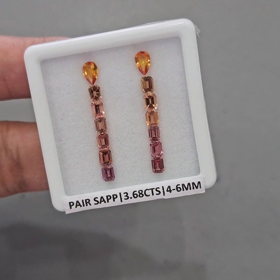 Pair Box Of Natural Sapphire  | 4-6mm | Rectangle & Pear