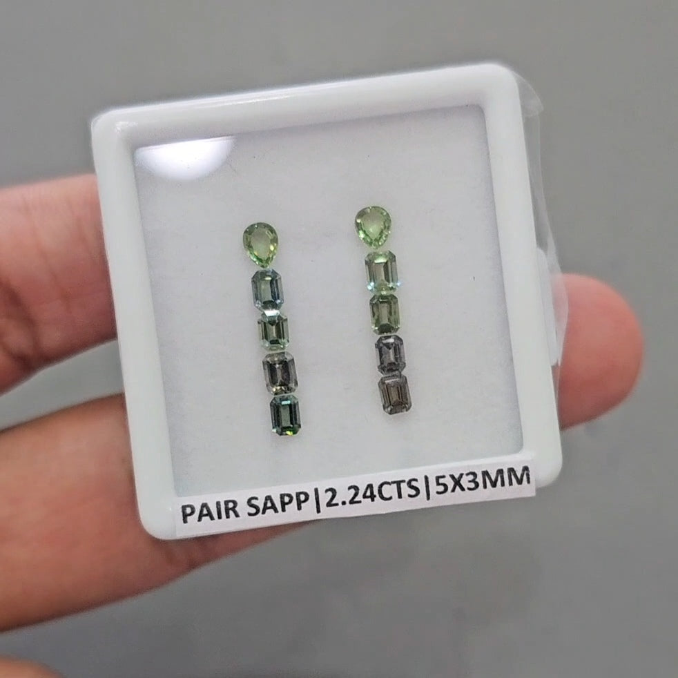 Pair Box Of Natural Sapphire  | 5x3mm | Rectangle & Pear