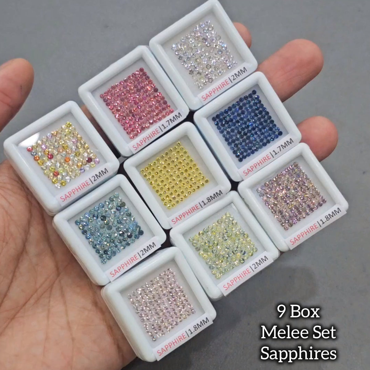 9 Boxes of Sapphire Melee | Ideal-Round Cut | New Pack