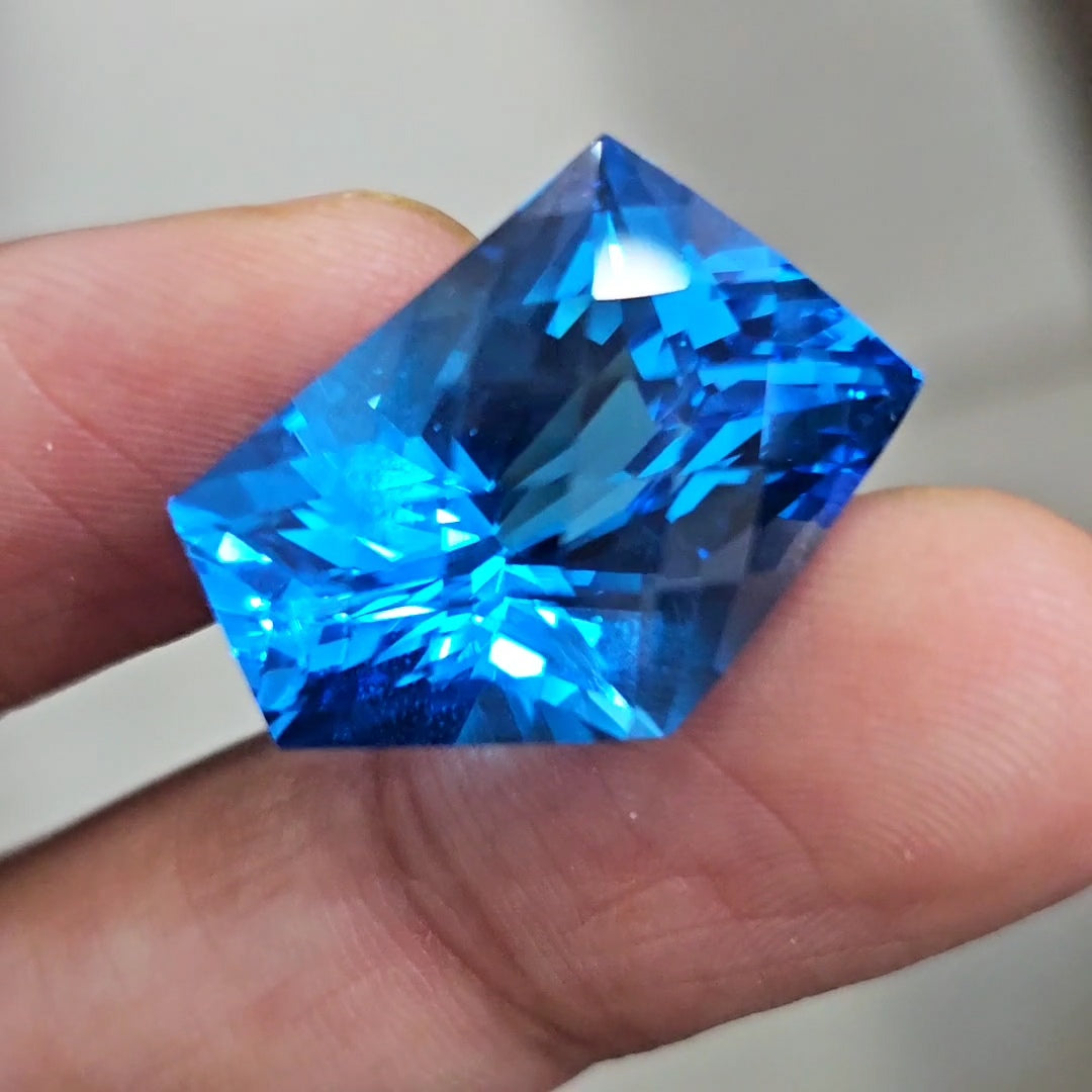 38.8Cts Of Natural Swiss Blue Topaz Checker Cut | Fancy | 25x16mm