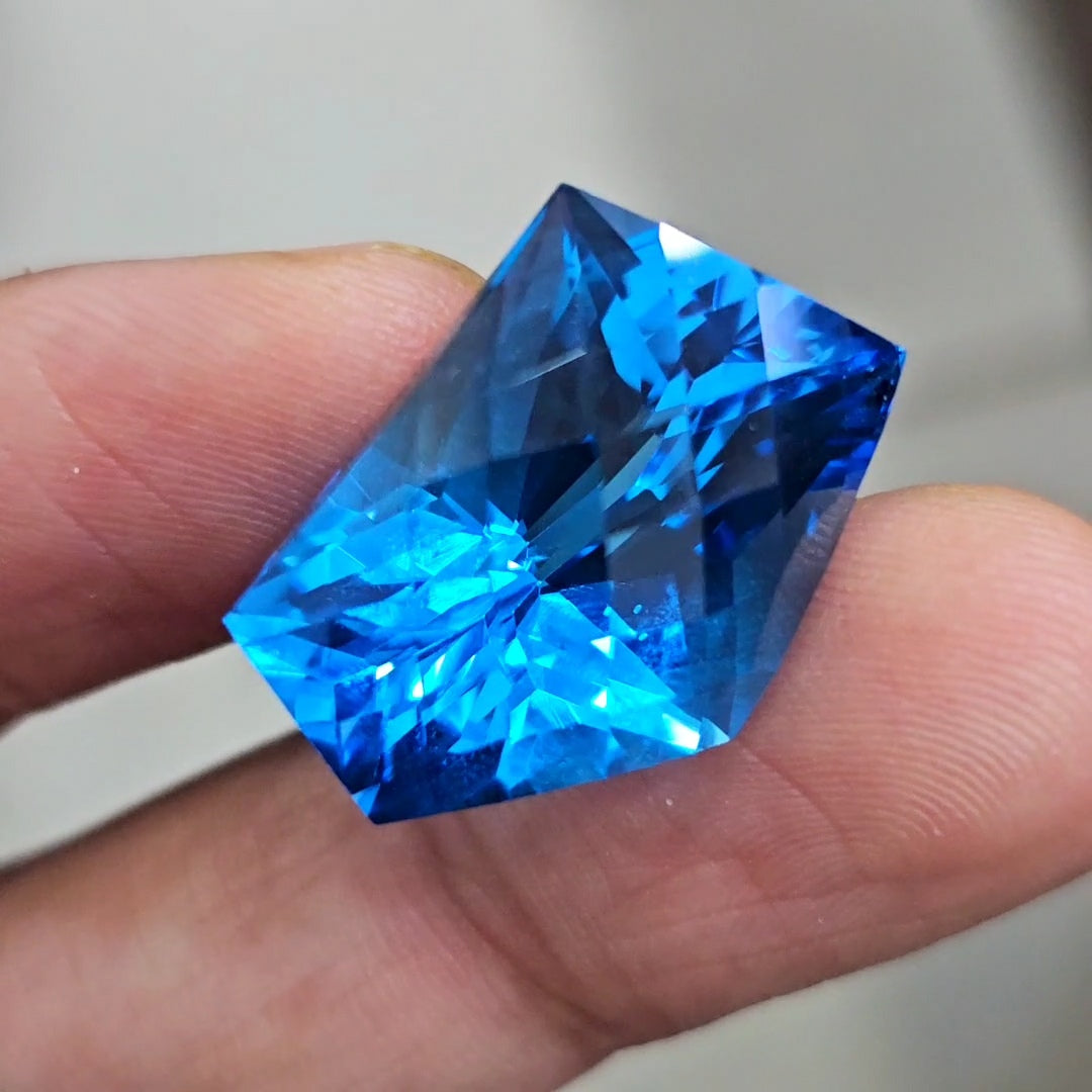 38.8Cts Of Natural Swiss Blue Topaz Checker Cut | Fancy | 25x16mm