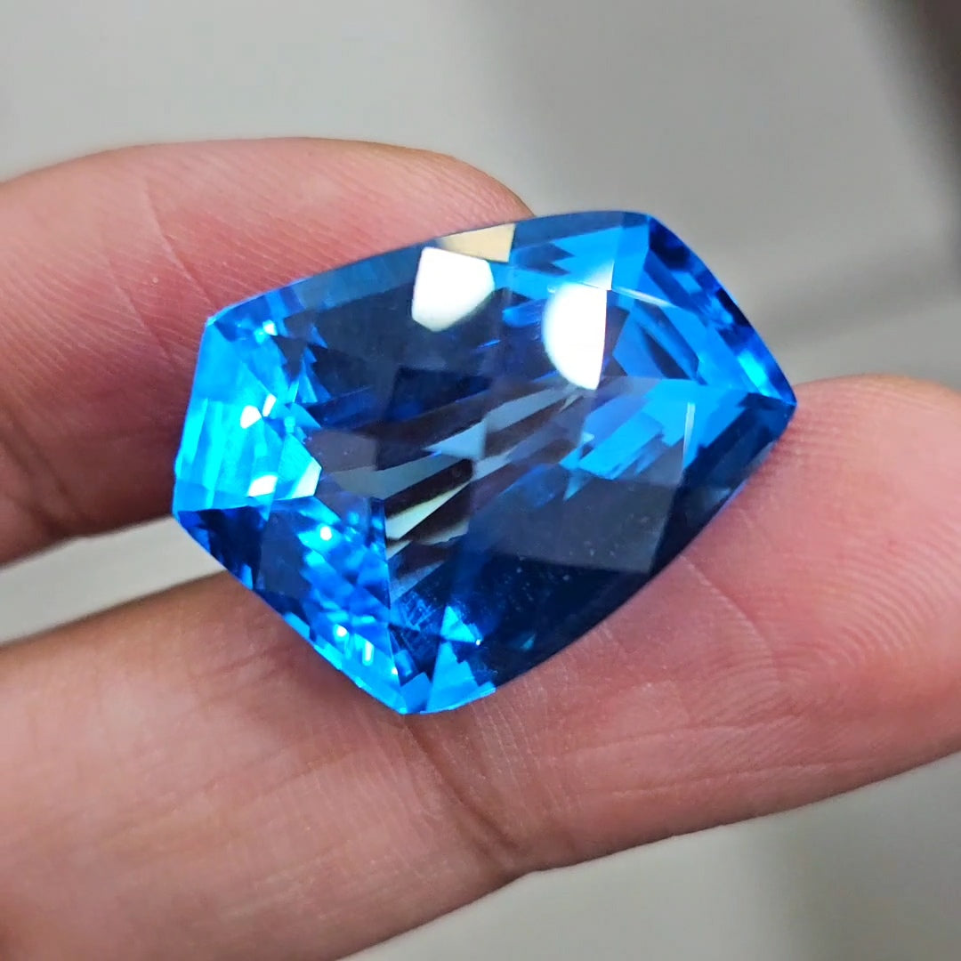 40.3Cts Of Natural Swiss Blue Topaz Checker Cut | Fancy | 23x19mm