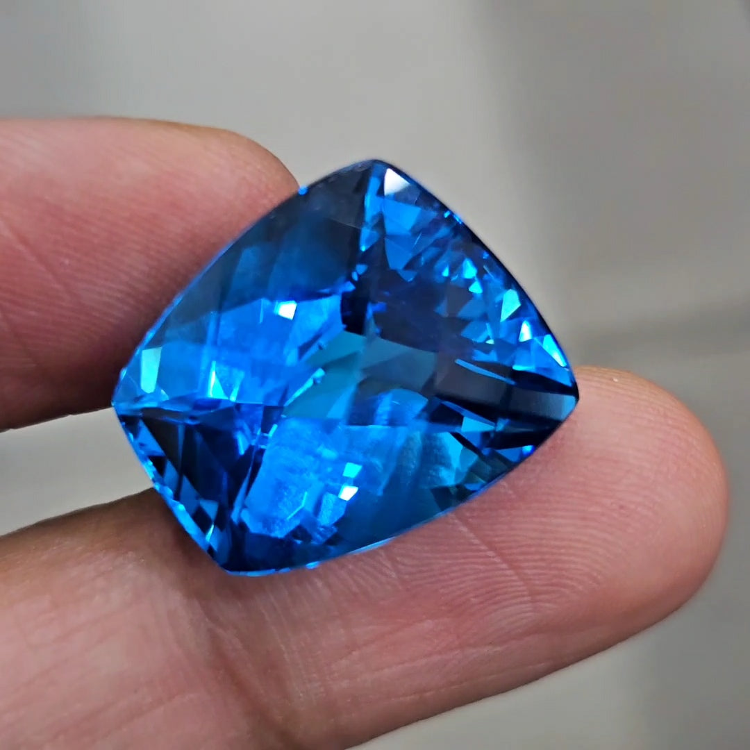 37.3Cts Of Natural Swiss Blue Topaz Checker Cut | Fancy | 20x17mm