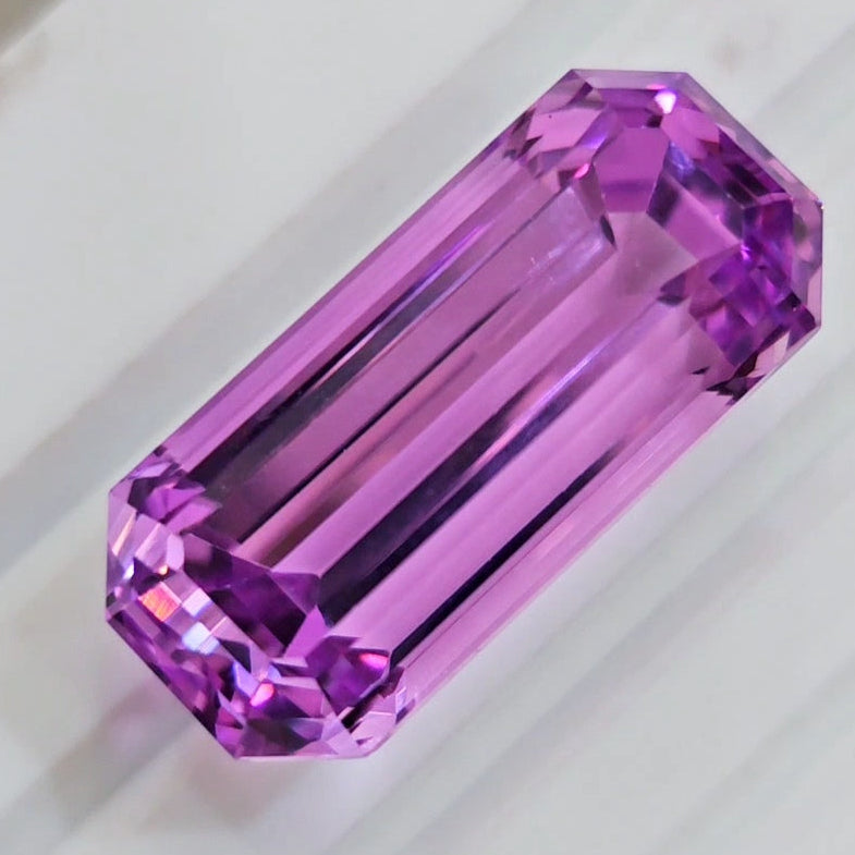 51.5 Cts Natural Kunzite Faceted Clean| With Certificate| 29x13mm | Rectangle |Clean - The LabradoriteKing