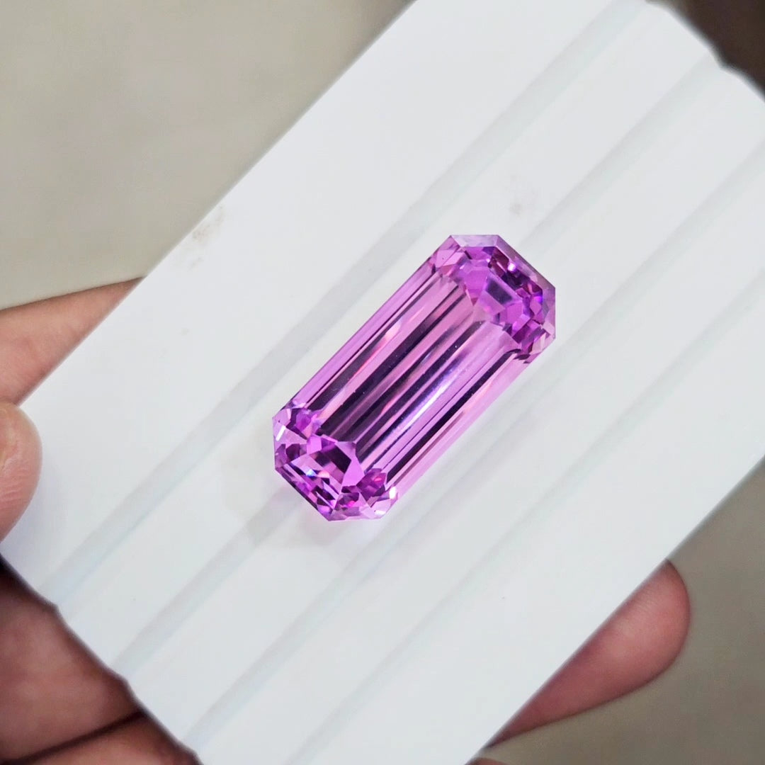 51.5 Cts Natural Kunzite Faceted Clean| With Certificate| 29x13mm | Rectangle |Clean - The LabradoriteKing